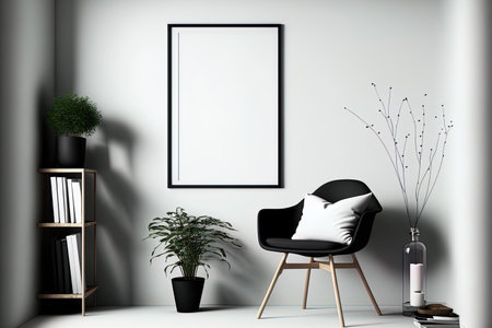 blank poster, a room with a Scandinavian design,の素材