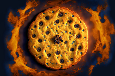 A delicious raisin cookie, top viewの素材