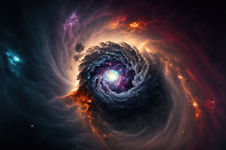 A nebula of gas, stars, planets, and galaxies, the universe is expandingの素材