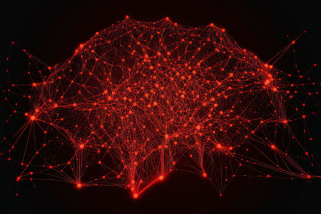 A red neural network is shownの素材