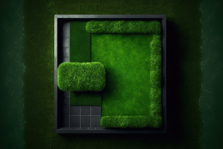 A top view of the fake grassの素材