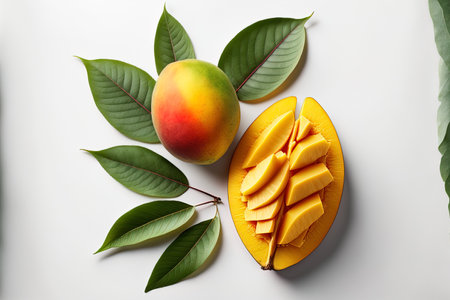 A white background with mangoesの素材