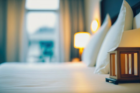 Abstract blurred hotel bedroom backgroundの素材