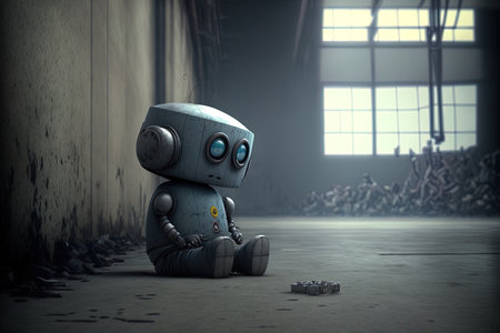 An image of a solitary robotの素材