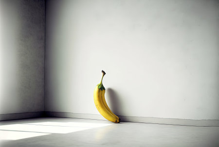 An lonely banana on a white backdropの素材
