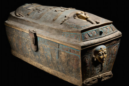 Ancient sarcophagus found in an Egyptian tombの素材