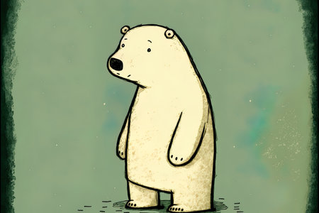 An sad polar bear cartoonの素材