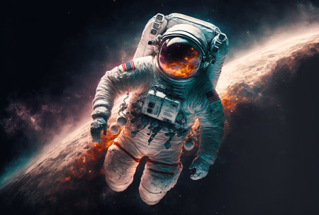 Astronaut cosmonaut in orbit exploring the universeの素材