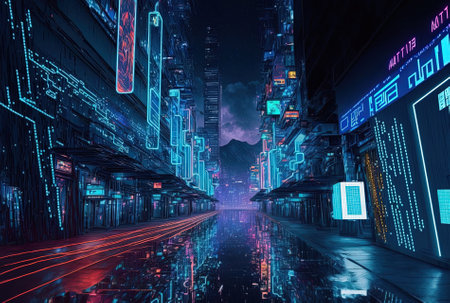 Background in digital data, technology, and the metaverseの素材