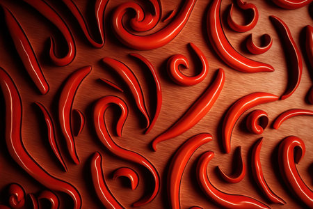 Background made of red chili peppersの素材