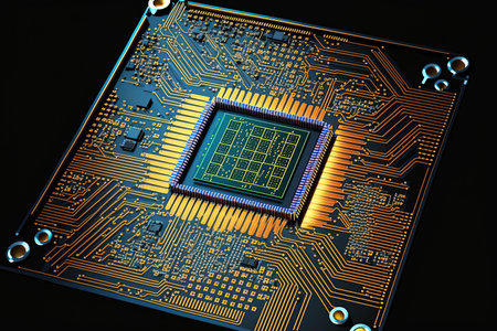 Background of a microchip processor in a realistic mannerの素材