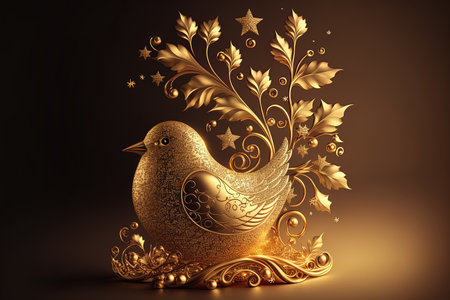 Background for a social media post made of gold for Christmasの素材