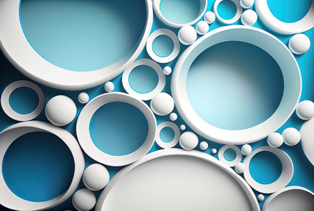 Background of abstract white and blue circular interactionの素材