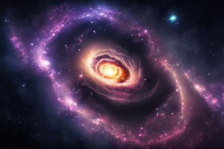 Background of space and a dazzling nebulaの素材