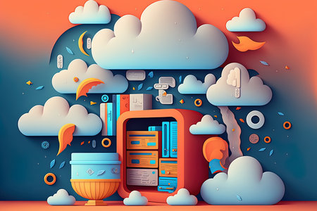 Background of the cloud storage illustrationの素材