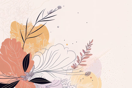 Background with a floral abstract line drawingの素材