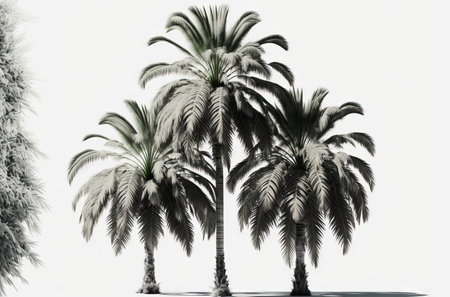 palm palms against a white backdropの素材