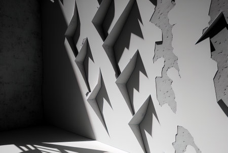 Background with an abstract cement wall and shadowsの素材