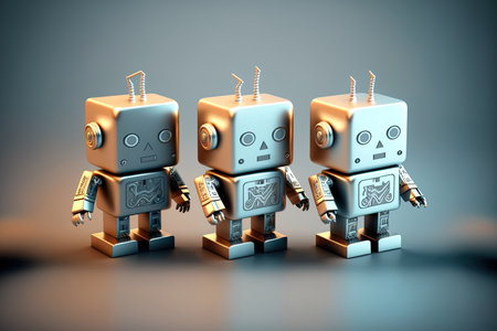 flat design with silver electrical robot figuresの素材