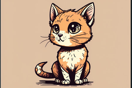 a cute cat drawingの素材