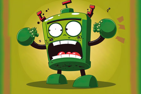 Cartoon of a hilarious robotの素材