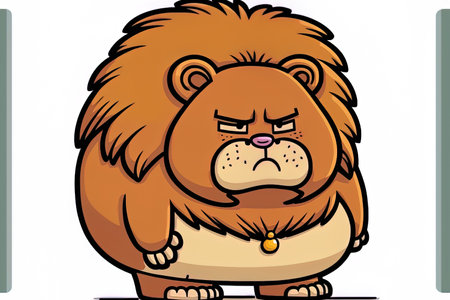 Cartoon animal sticker of a chubby lionの素材