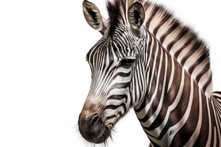 Image of a young male zebra against a white backgroundの素材