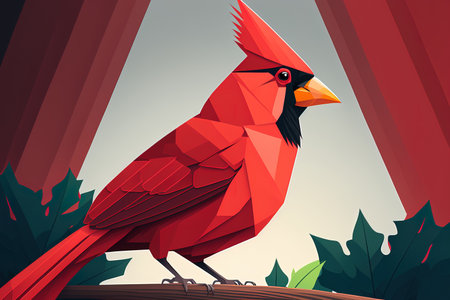 Illustration of a cardinal bird in a flat styleの素材