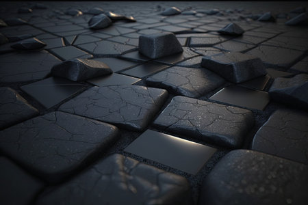 Natural abstract background of black anthracite stone tiles on the floorの素材