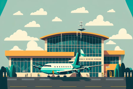 Illustration in flat style of an airport building. a based imageの素材