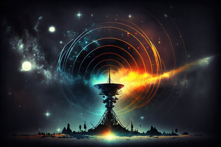 Space signal transmission conceptual design. Illustration created using sの素材