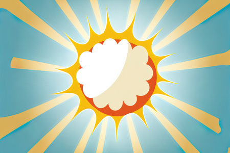 a representation of the sun, lightning, and cloud coverの素材
