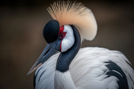 Snapshot of a zoo dwelling red crowned crane (grus japonensis) in captivityの素材