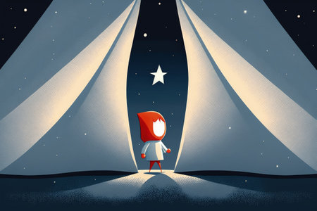 Outdoors beneath the stars, under a tentの素材