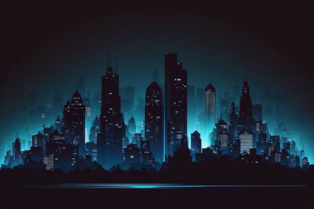 concept backdrop of a city at nightの素材