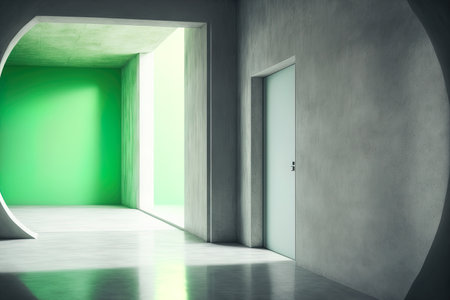 interior of hazy green concrete with copyspaceの素材