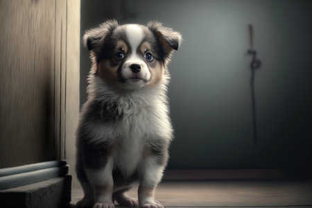 adorable puppy standing in frontの素材