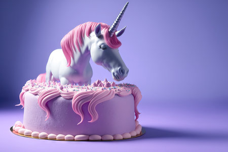 pink frosting on a unicorn dessert with side copy spaceの素材