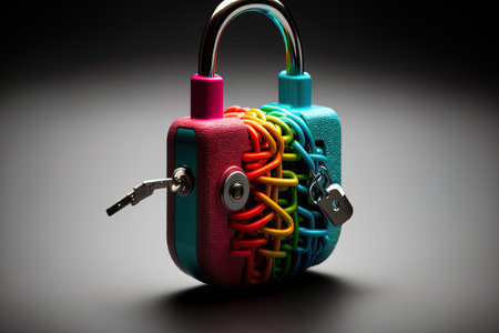 the lock is connected to the idea of internet blockingの素材