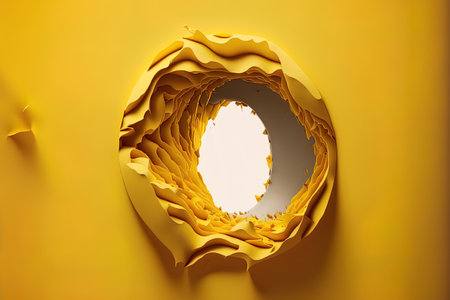 paper that has been torn and is a bright yellow color inside a hole. Bannerの素材