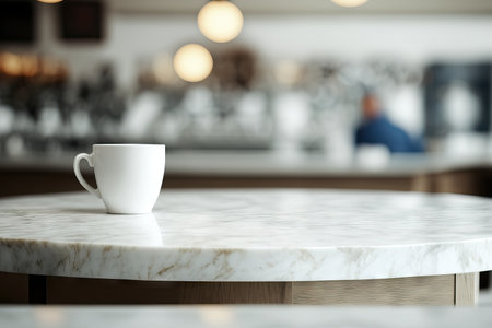 background of an abstract cafe restaurant with a marble table topの素材