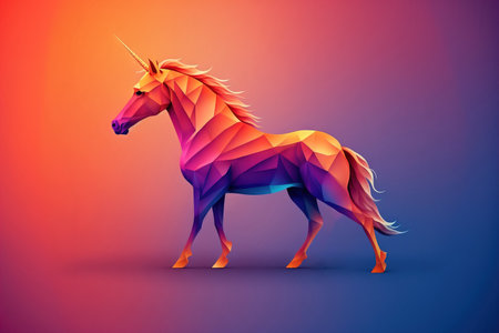 unicorn pink, orange, and blue gradientの素材