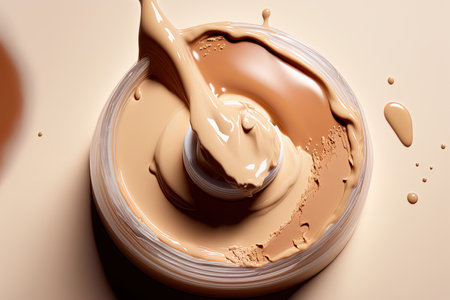 The smudging texture of liquid foundation the top view of a macrocosmetic textureの素材