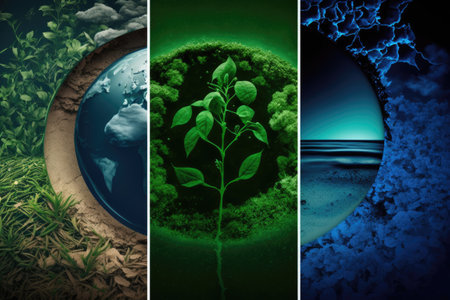 Changes in climate, from drought to green expansionの素材