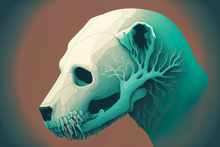Illustration of a flat colored skull of a polar bearの素材