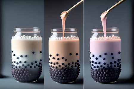 Using tapioca pearls to make milk bubble teaの素材