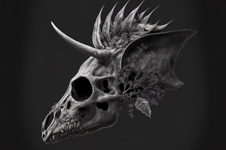animal skull in black and whiteの素材