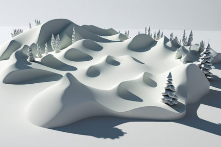 isolated scene of snowy slopes. winter background with snowdriftsの素材
