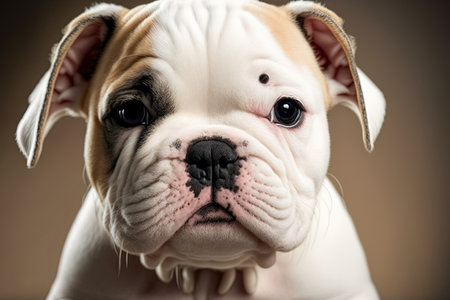 White bulldog puppy image social banner in a cute styleの素材