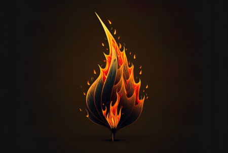 Flaming fire on a dark backdropの素材